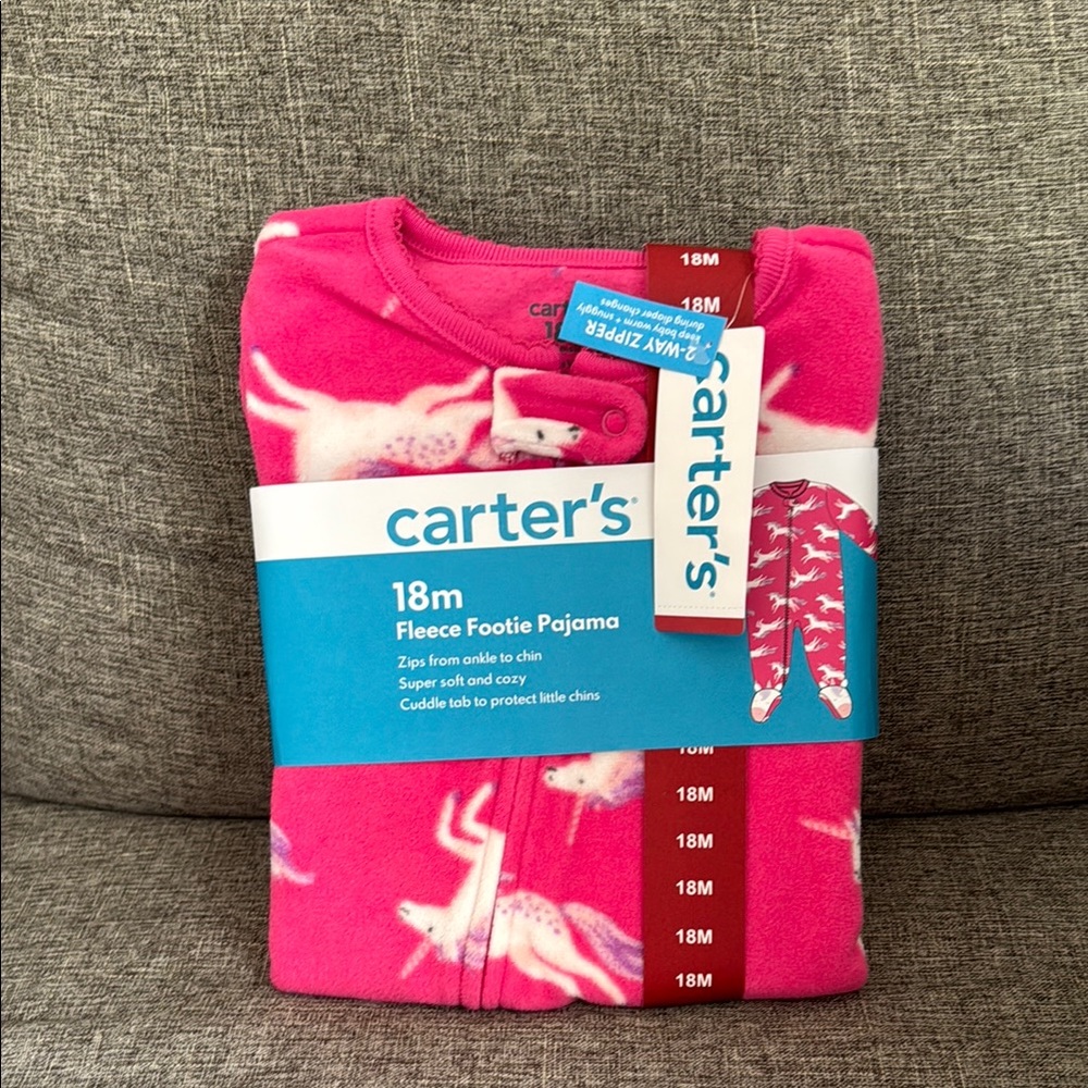 NWT Carter's Pink Fleece Footie Pajama - Picture 8 of 9